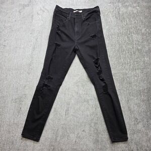 Levi Strauss Mile High Super Skinny Black Distressed Jeans Women Size 30